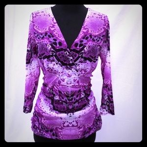 INC International Concepts Pink Vneck Top Size M